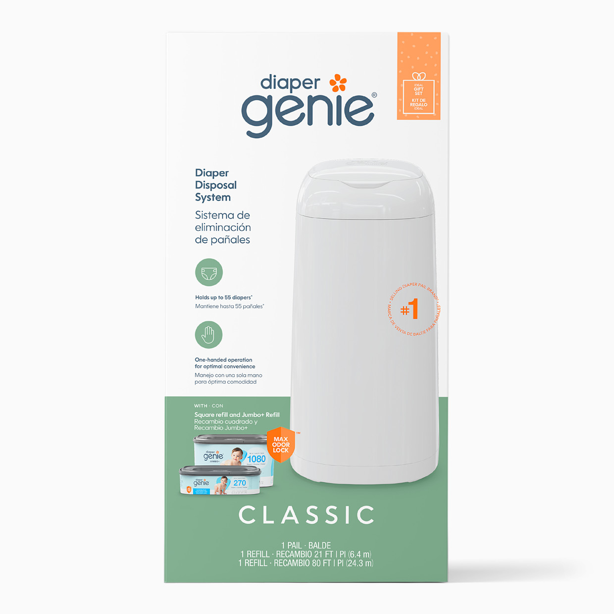 Diaper Genie Classic Diaper Pail Gift Set - White.