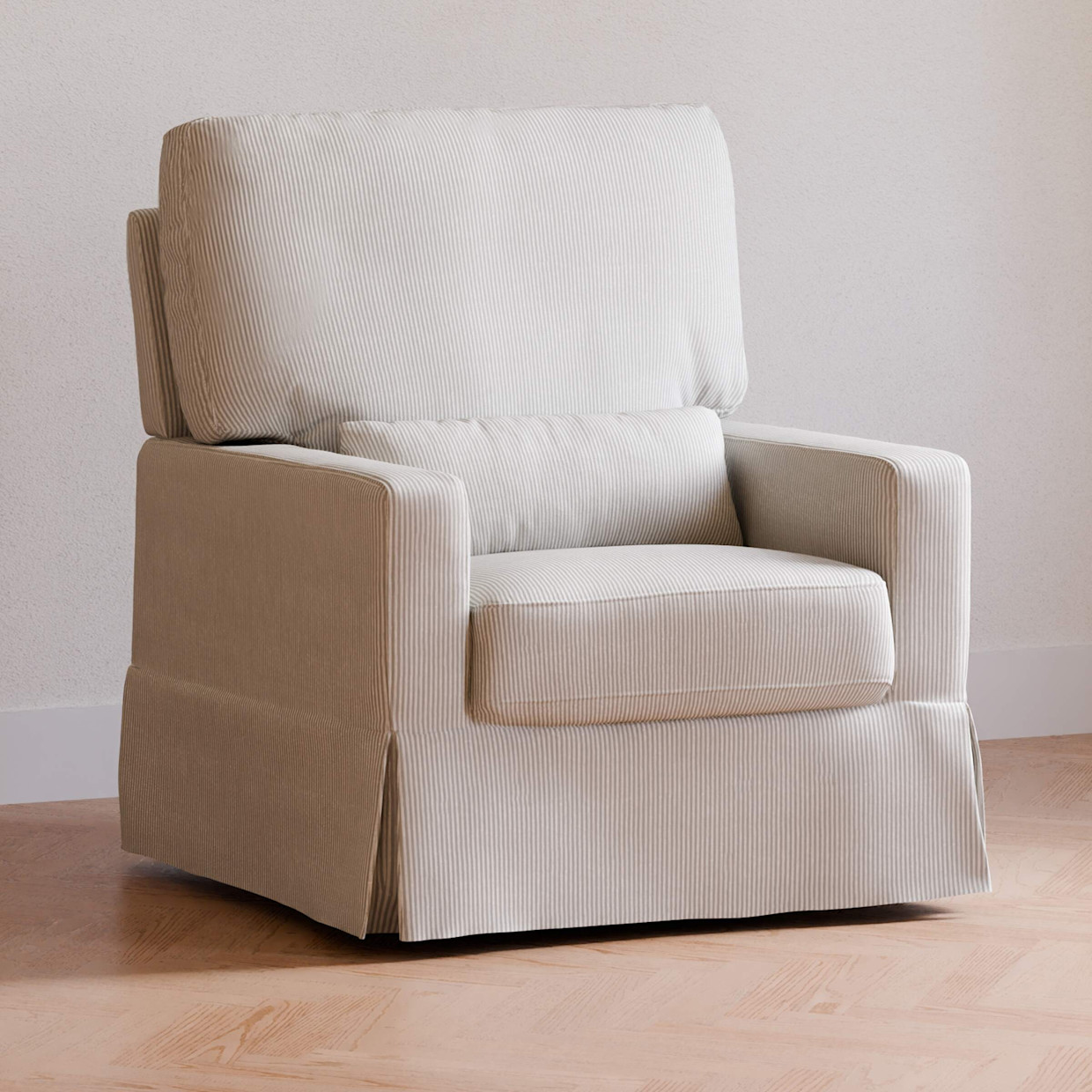 Namesake Crawford Pillowback Comfort Swivel Glider - Fog Chatham Stripe.