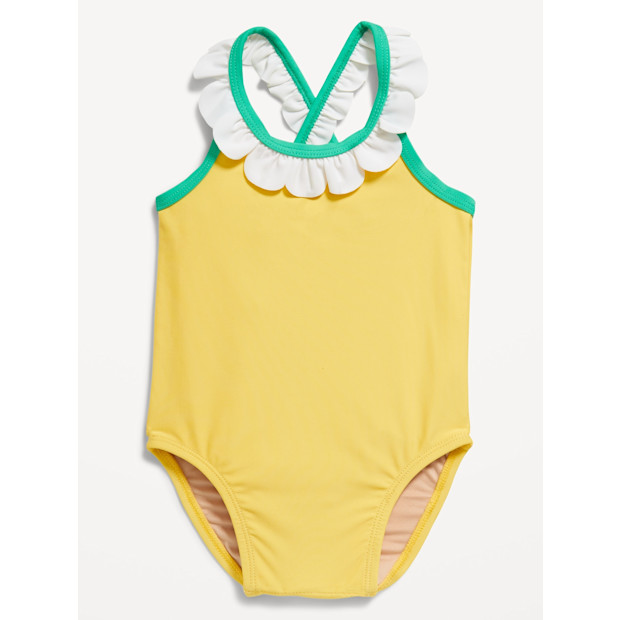 Old Navy One-Shoulder Ruffle Trim Swimsuit.