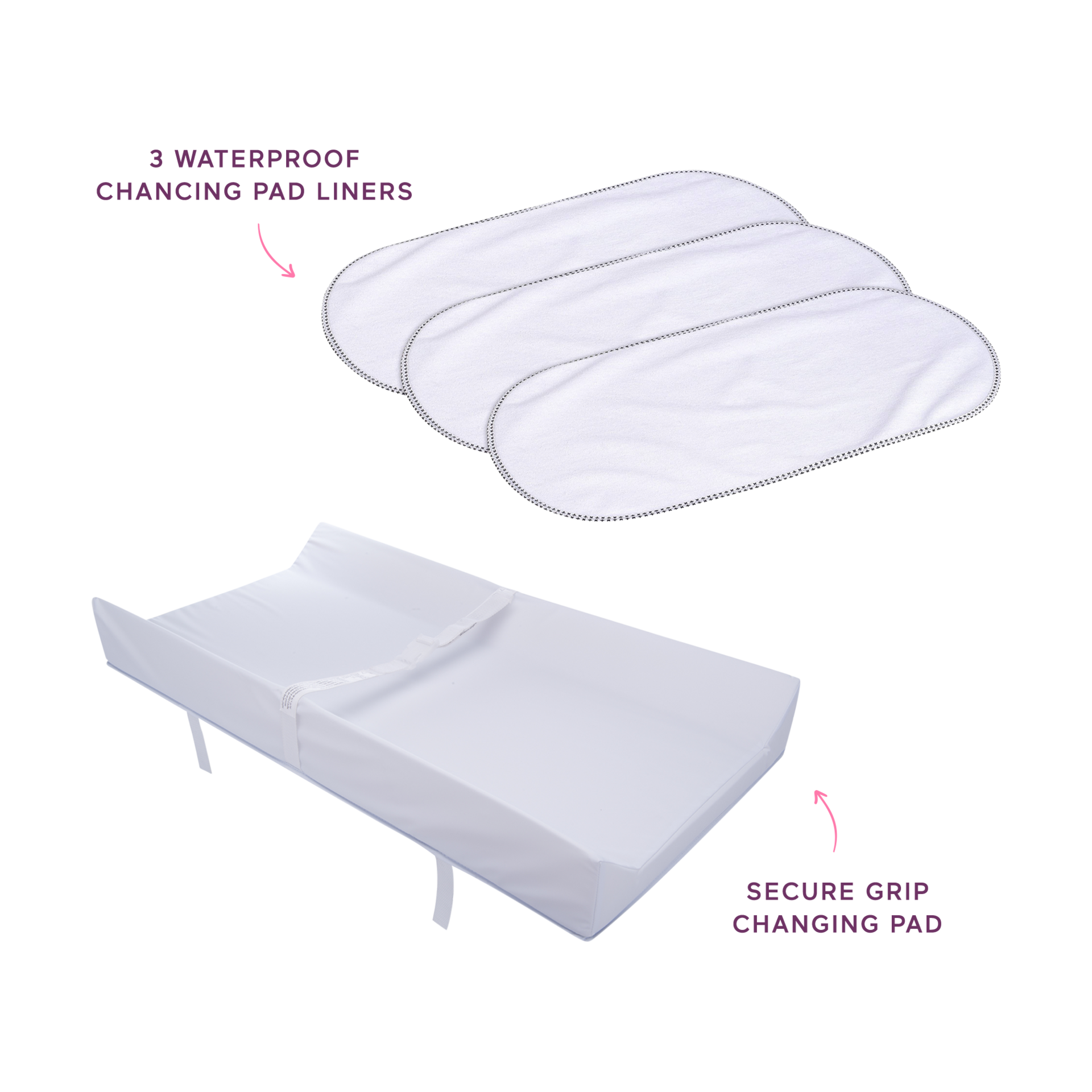 Munchkin Secure Grip Changing Pad Changing Pad + Waterproof Liners (3
