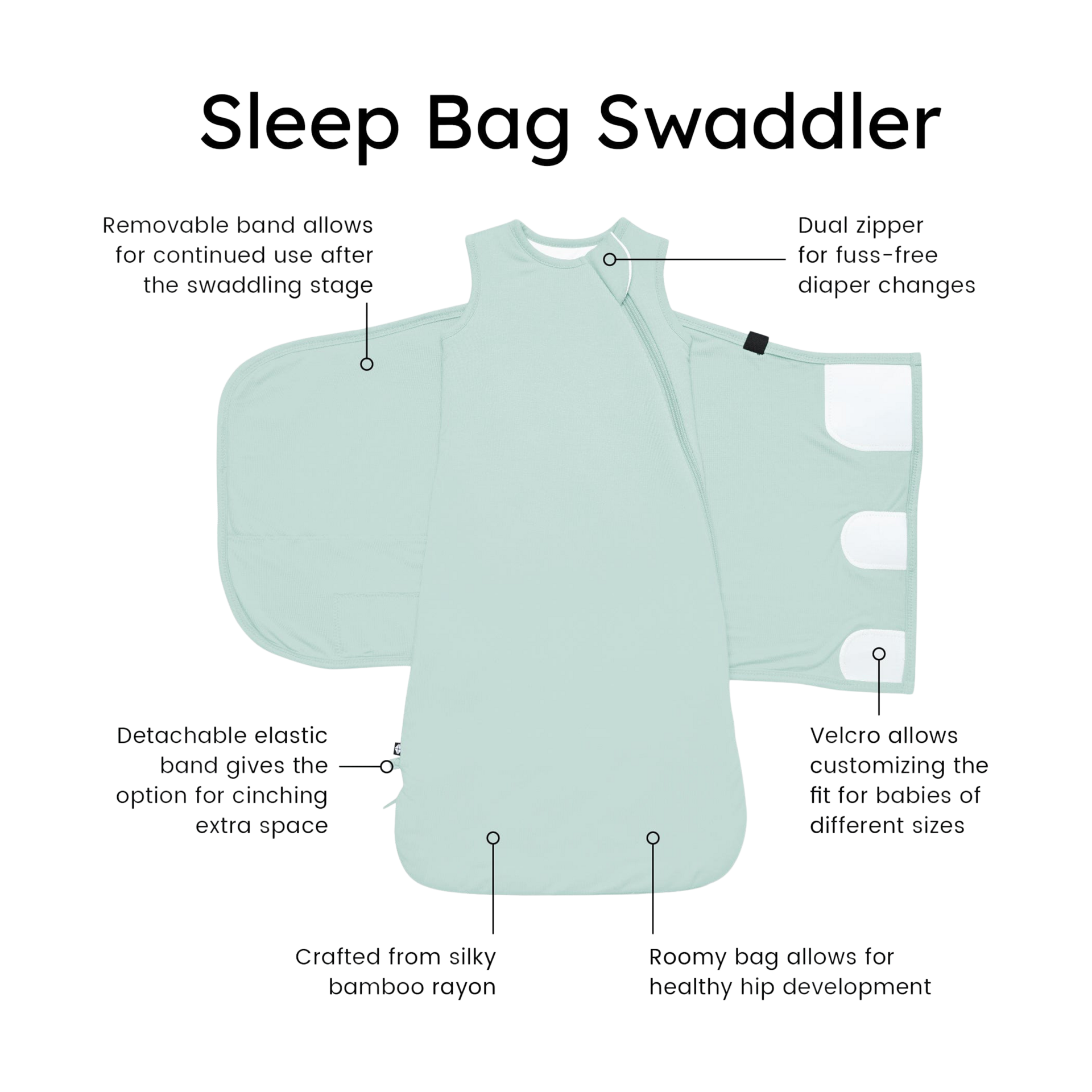 Kyte Baby Sleep Bag Swaddler - Sage, X-Small.