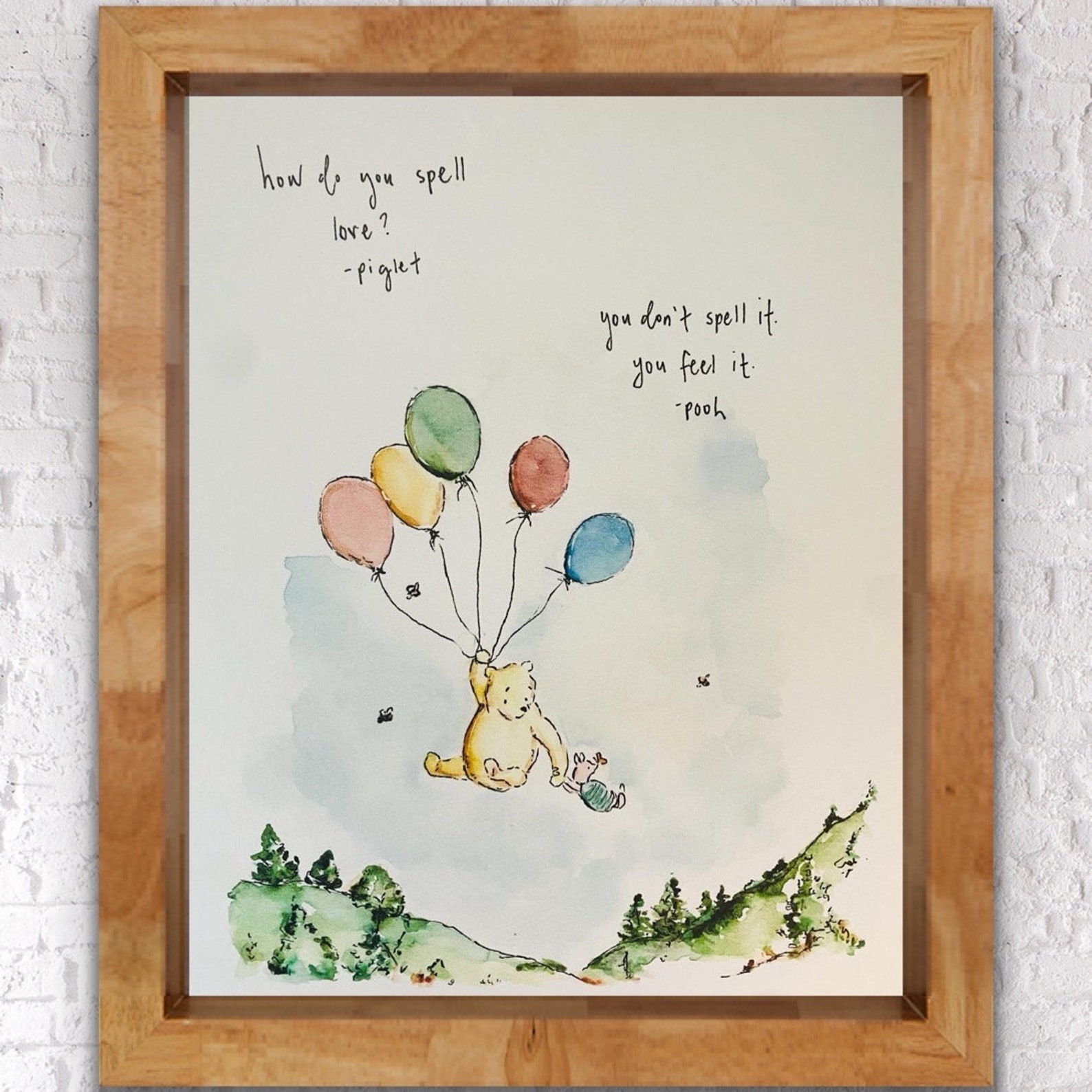 How Do You Spell Love Winnie The Pooh Piglet Print.