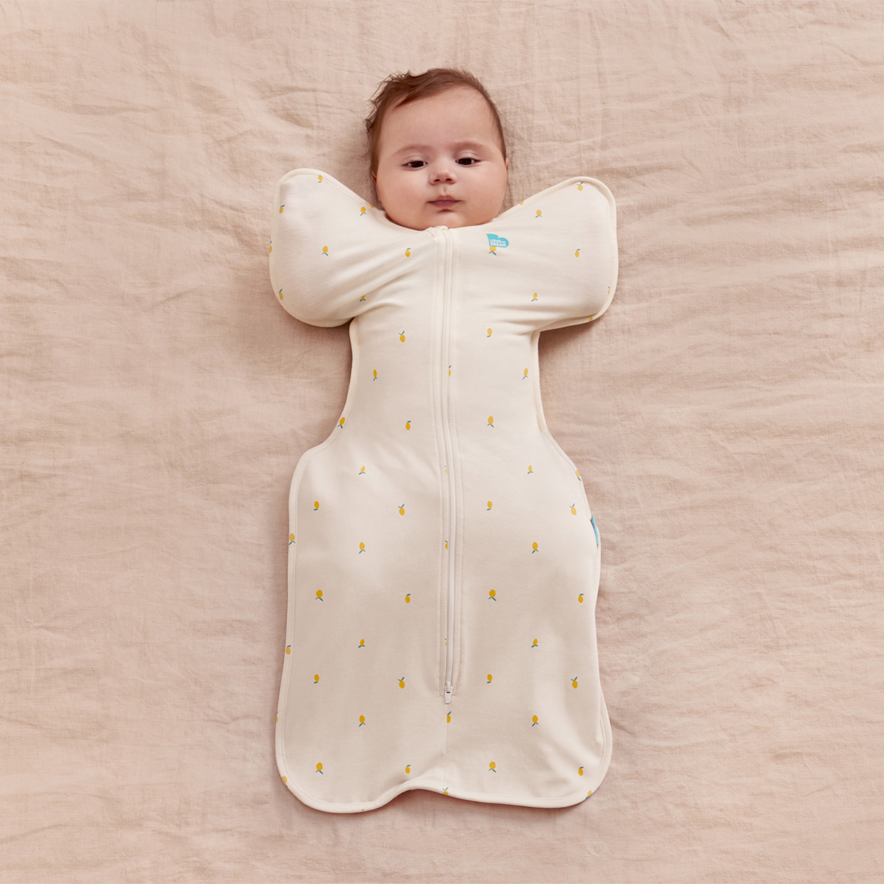 Love to Dream Swaddle Up Bamboo Viscose 1.0 TOG - Lemons Cream, Small.