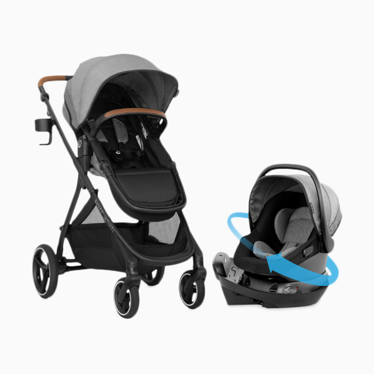 Evenflo Shyft Intuiti Travel System with Revolve180 LiteMax NXT Rotational Infant Car Seat - Fossil Gray.