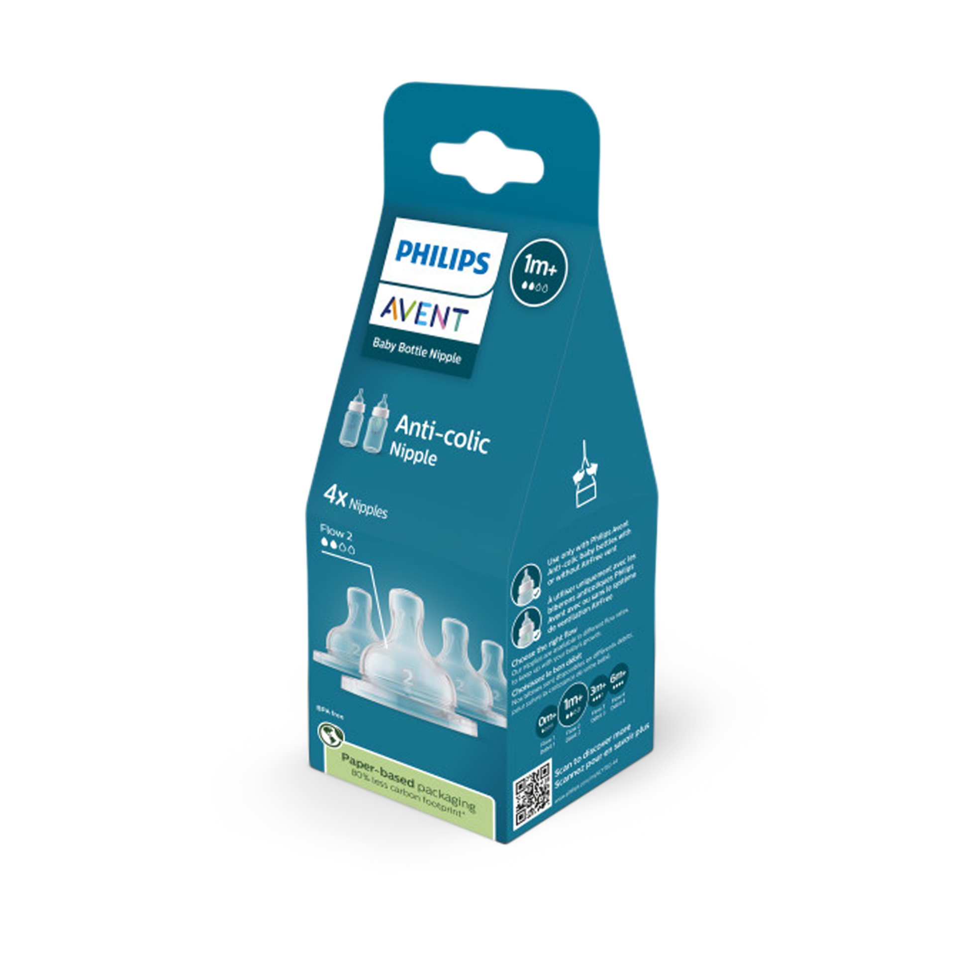 Philips Avent Anti-Colic Baby Bottle Nipples (4 Pack) - Level 2.