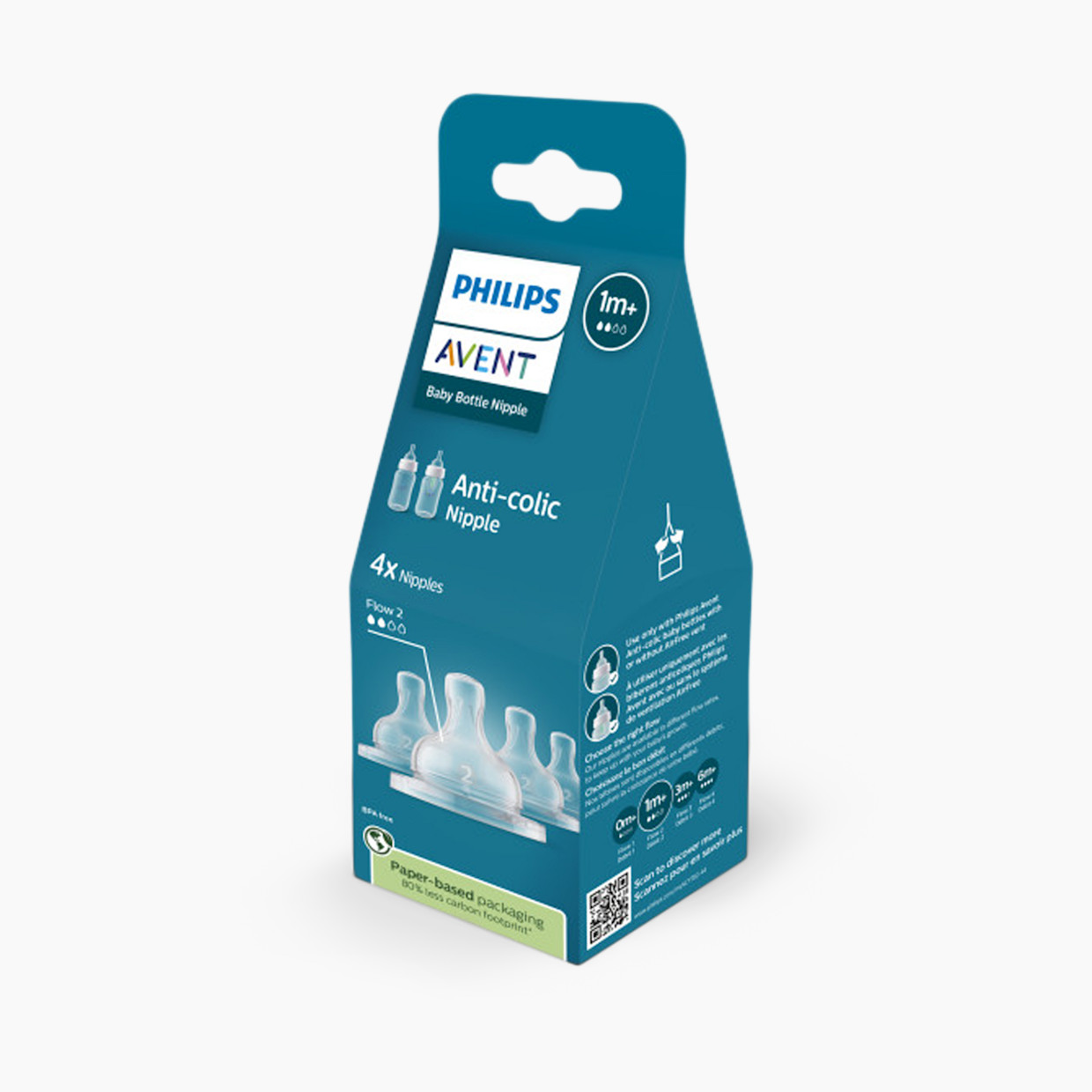 Philips Avent Anti-Colic Baby Bottle Nipples (4 Pack) - Level 2.