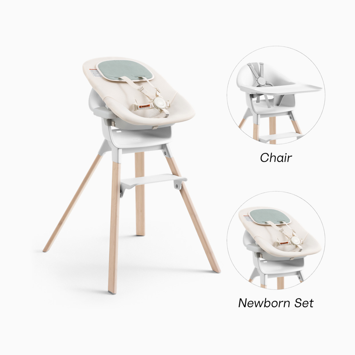Stokke Clikk High Chair - White, Clikk High Chair + Newborn Set.