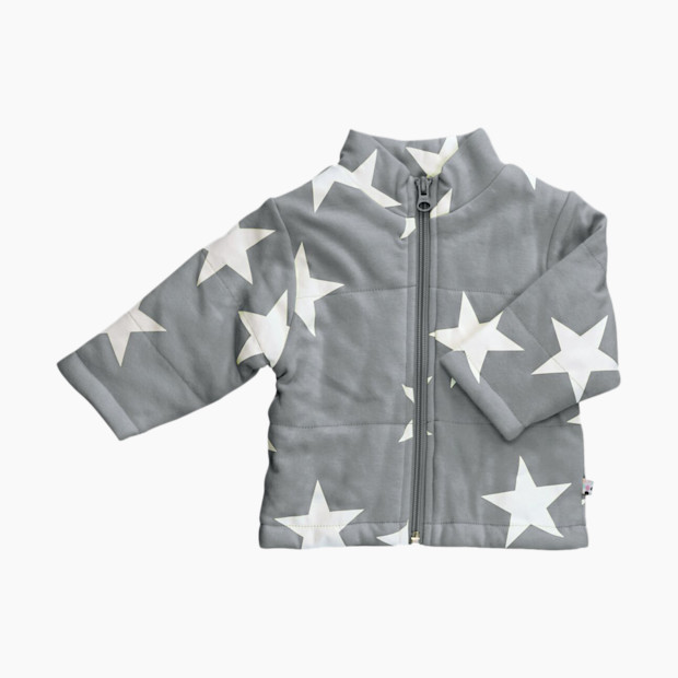 Babysoy Organic Cotton Star Bomber - Thunder, 0-6 Months.