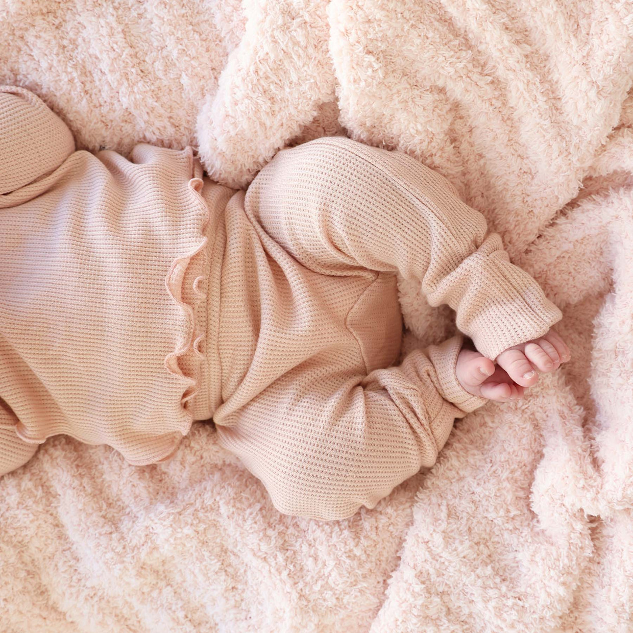 Caden Lane 2pc Waffle Crossover Top & Bottom - Pink Fawn, 3-6 M.