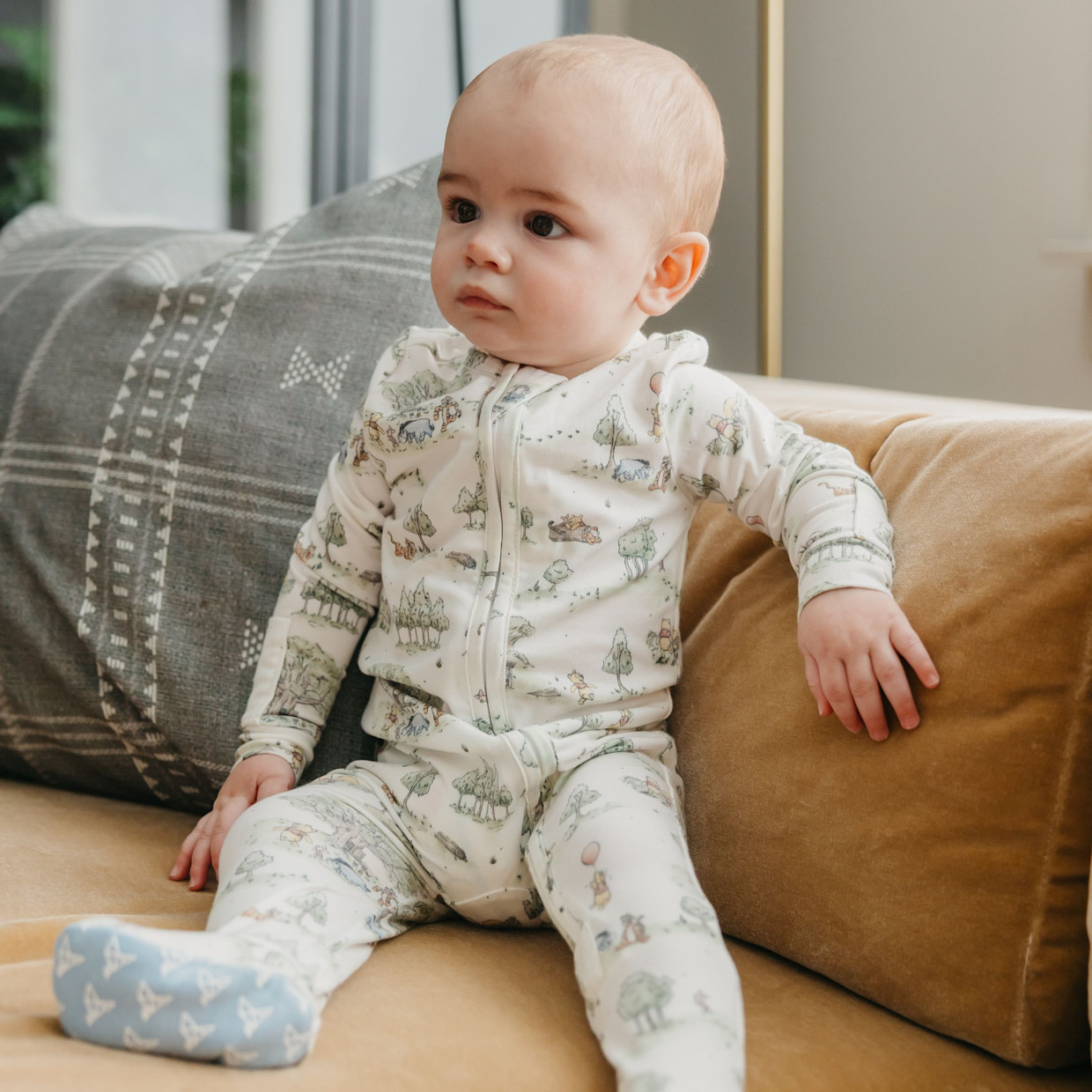 Copper Pearl Zip-up Footie - Hundred Acre Wood, Newborn.