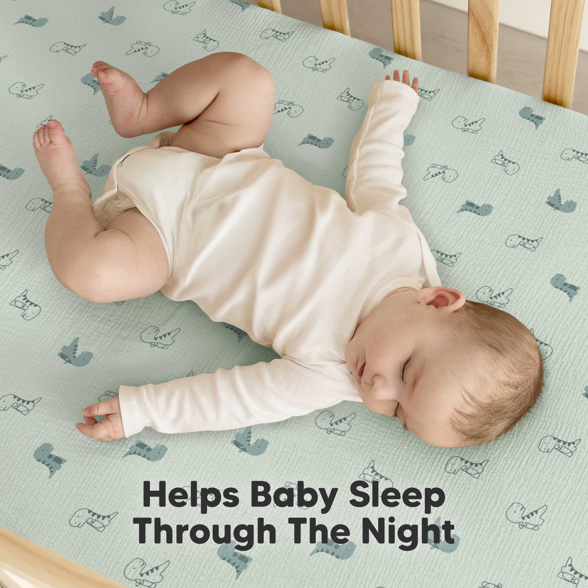 KeaBabies 2-Pack Lyra Muslin Crib Sheets - Dino Park.