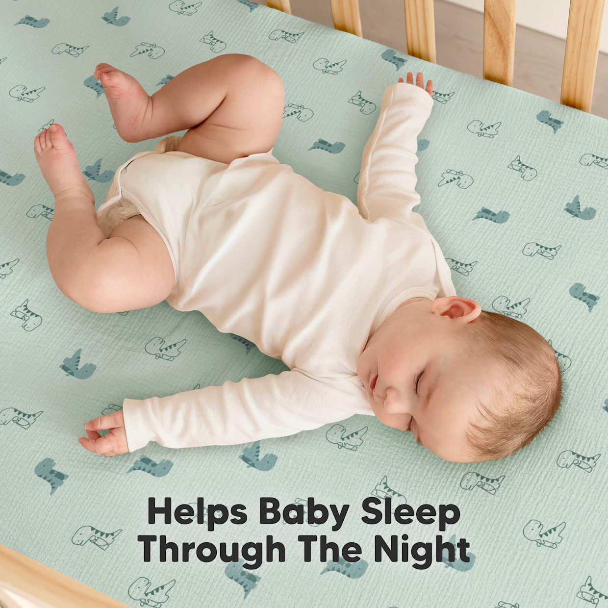 KeaBabies 2-Pack Lyra Muslin Crib Sheets - Dino Park.