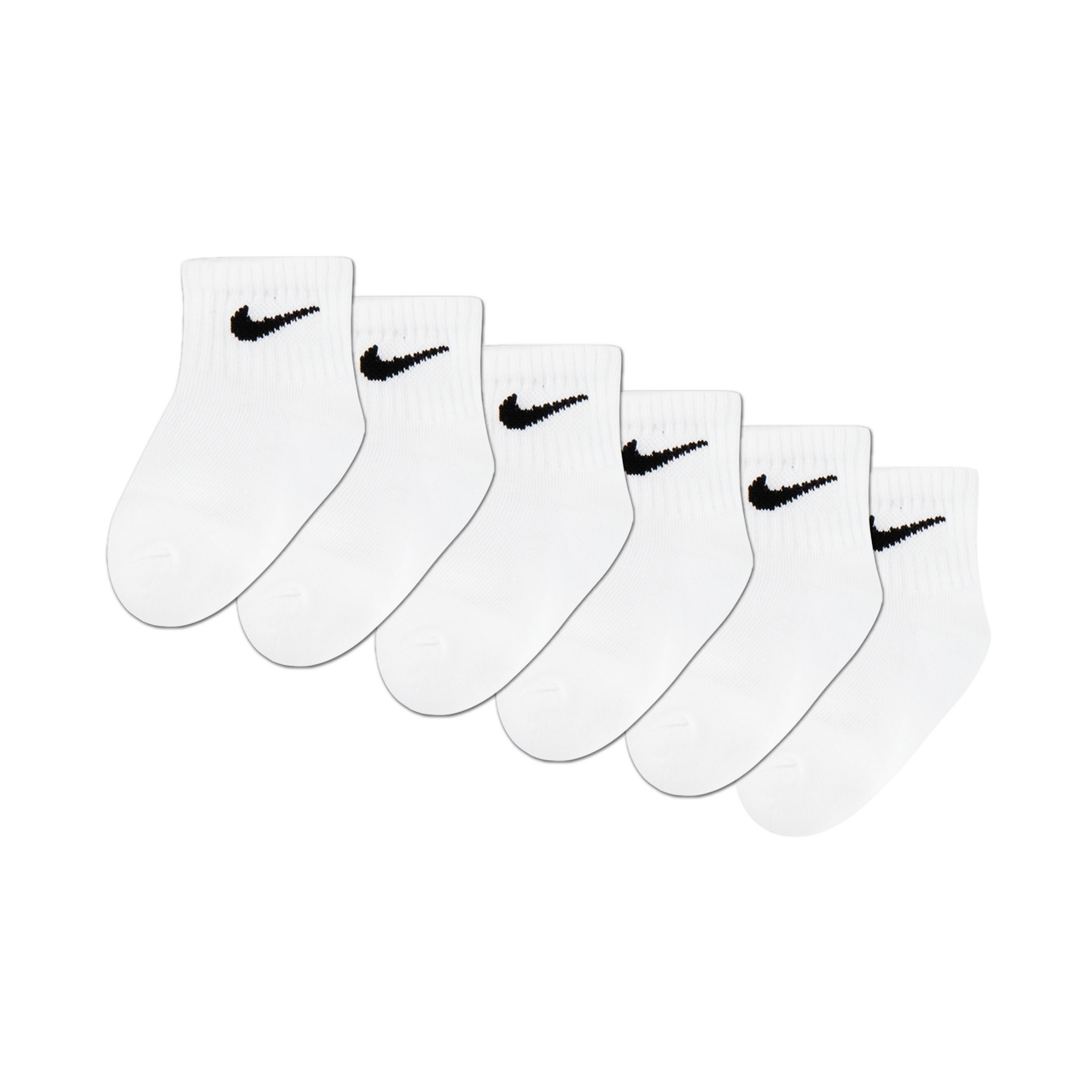 Nike Swoosh Ankle Socks (6 Pack) - White, 6-12 M.