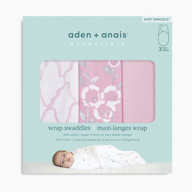 Aden + Anais Essentials Cotton Wrap Swaddles (3 Pack) - Stencil, 0-3 Months, 3.
