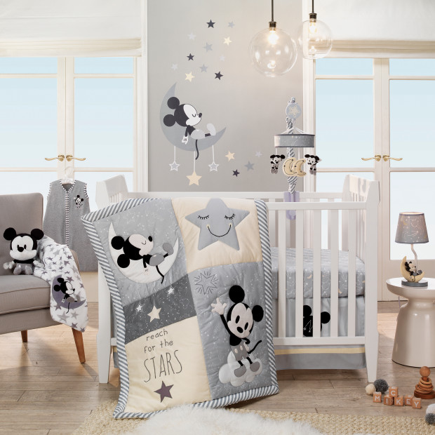 Lambs & Ivy Cotton Fitted Crib Sheet - Mickey Mouse.