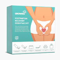 Grownsy Postpartum Essentials Recovery Kit for Labor & Delivery | Postpartum Kit for Women | Includes Upside Down Peri Bottle, Perineal Spray, Cooling Pad Liners, Ice Packs & Disposable Underwear
