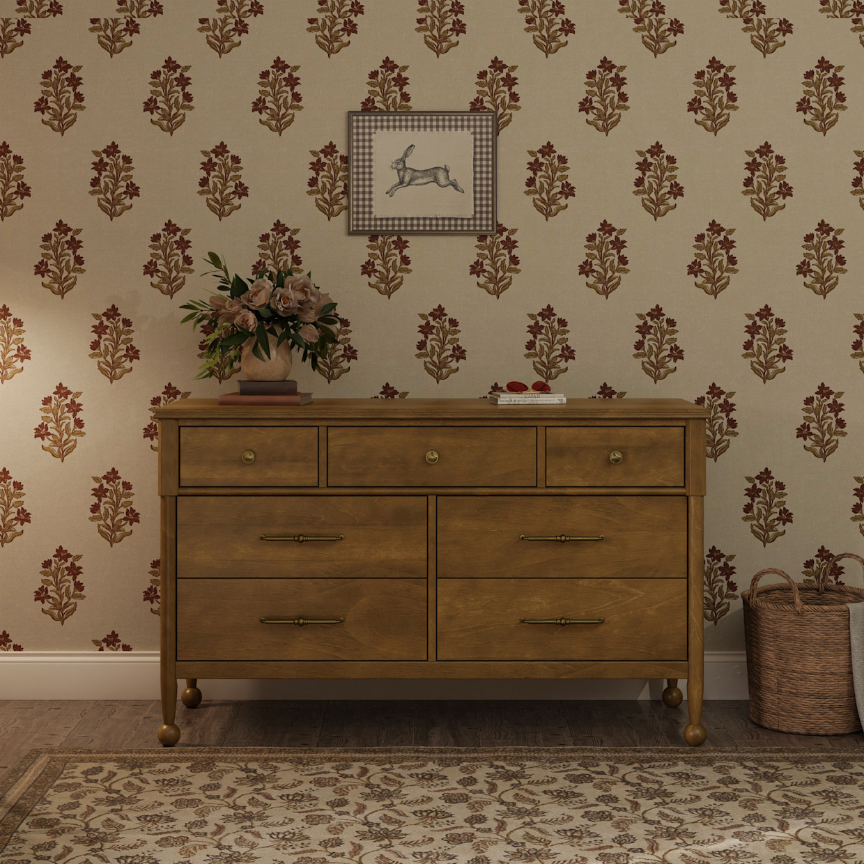 Namesake Alouette 7-Drawer Wide Assembled Dresser - Natural Walnut.