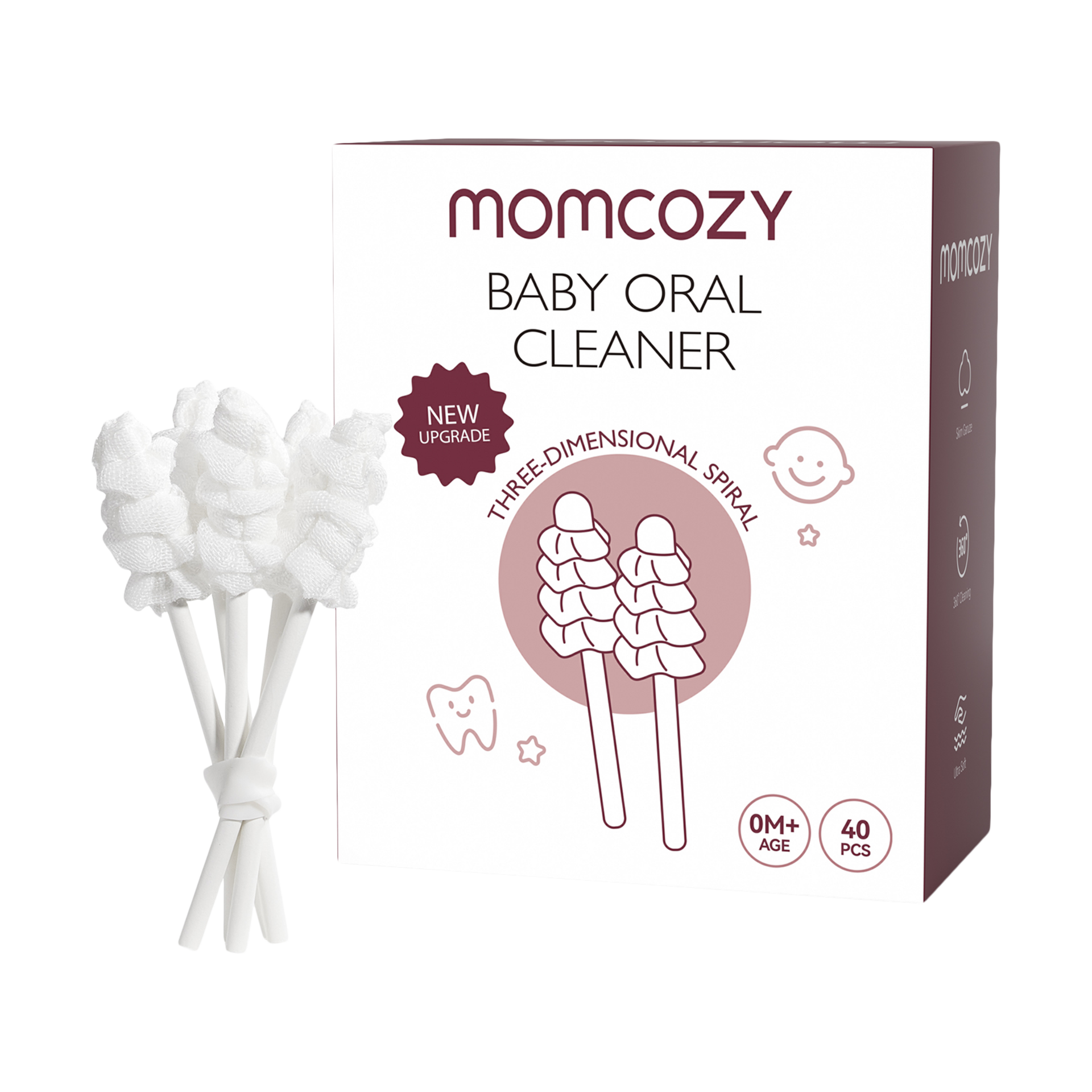 Momcozy Baby Tongue Cleaner Gauze, Baby Toothbrush Disposable Oral Cleaner, Toddler Tooth Brush for Tooth Mouth Gum Clean, Infant Toothbrush Oral Cleaning Stick, Baby Oral Cleaner Newborn, 40 Count