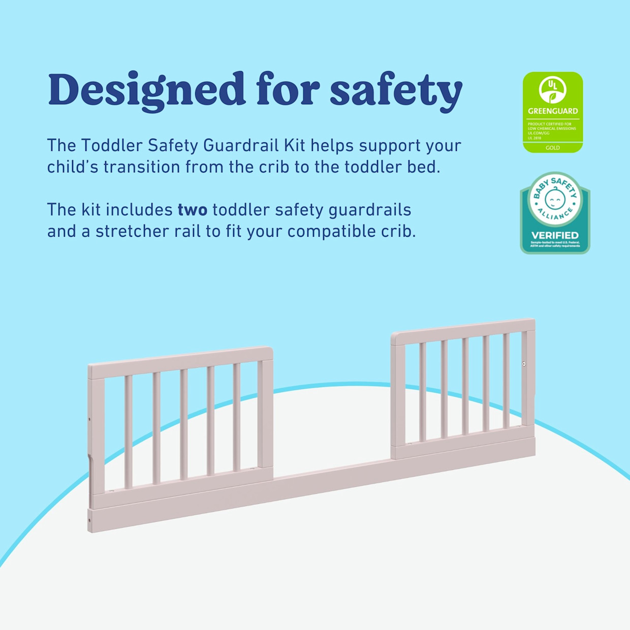 Storkcraft Universal Toddler Safety Guardrail Kit (Dowels) - Blush.