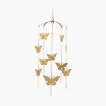 Crane Baby Handcrafted Brass Ceiling Hanging Mobile for Nursery, Butterfly Nursery Decor for Girl, 6"x 6" x 36", Baby Girl Nursery Decor, Butterfly Mobile