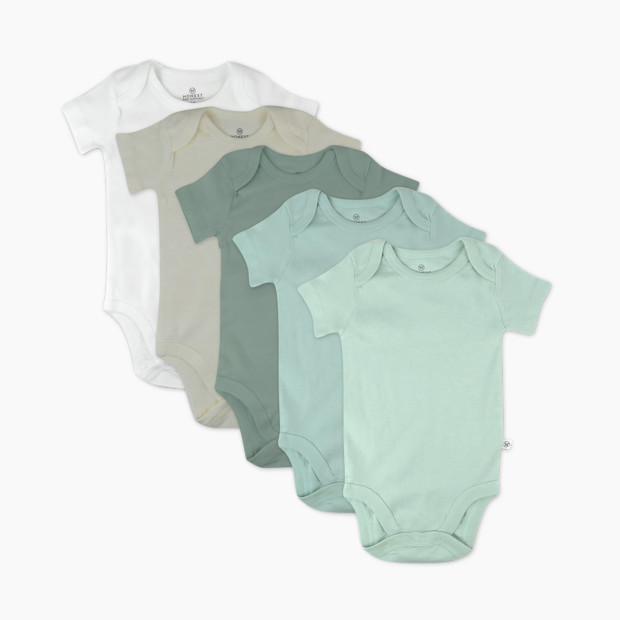 Honest Baby Clothing 5-Pack Organic Cotton Short Sleeve Bodysuits - Sage Ombre, 0-3 M, 5.