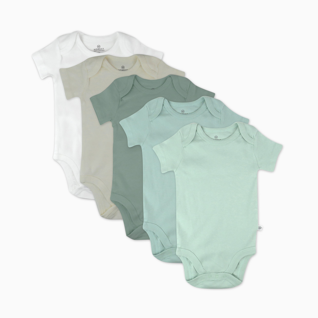 Honest Baby Clothing 5-Pack Organic Cotton Short Sleeve Bodysuits - Sage Ombre, 0-3 M, 5.