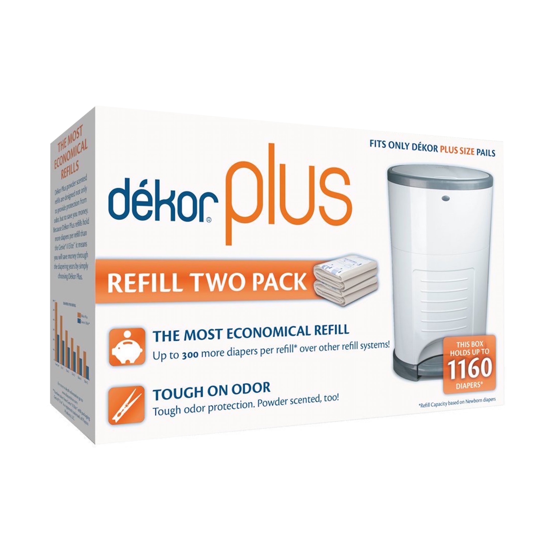 dekor Diaper Pail Liner Refills for Dekor Diaper Plus (2 Pack