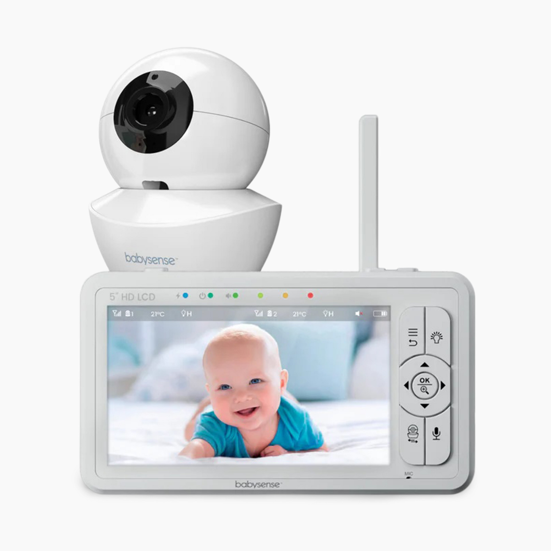 5''HD Baby Monitor with 2 Cameras Pan-Tilt 4X Zoom 2-way Audio