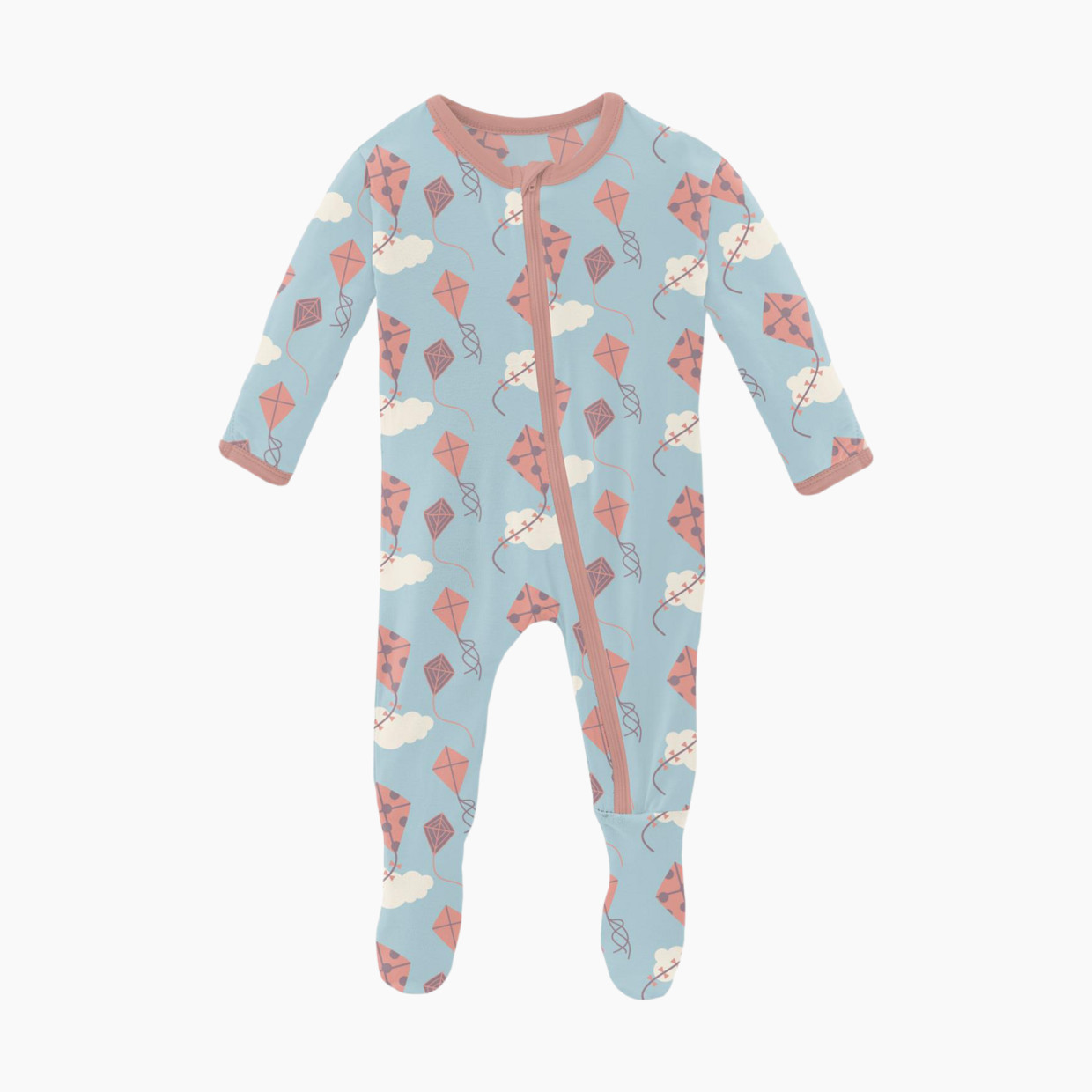 KicKee Pants Print Footie with Zipper - Spring Day Kites, 0-3 Months.