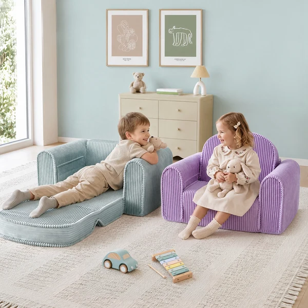 Tiny Land GentleSnug Corduroy Kid Chair - Soft Teal.