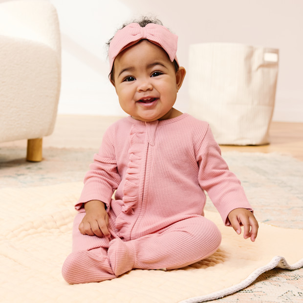 Tiny Kind Ruffle Organic Waffle Footie.