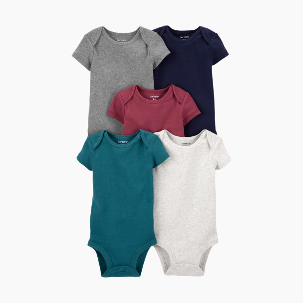 Carter's Short-Sleeve Original Bodysuits (5 Pack) - Solids/Heathers, 3 M.