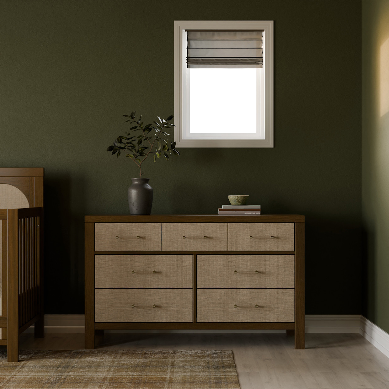 Namesake Eloise 7-Drawer Assembled Dresser - Natural Walnut & Performance Sand Eco-Weave.
