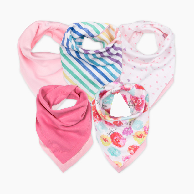 Honest Baby Clothing Organic Cotton Bandana Bib Burp Cloth (5 Pack) - Rose Blossom, Os, 5.