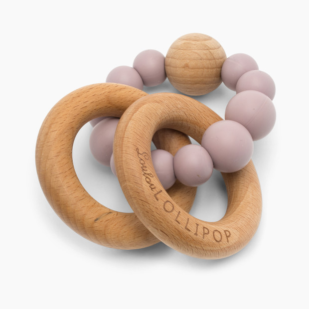 Loulou Lollipop Bubble Silicone & Wood Teething Rattle - Dusty Mauve.