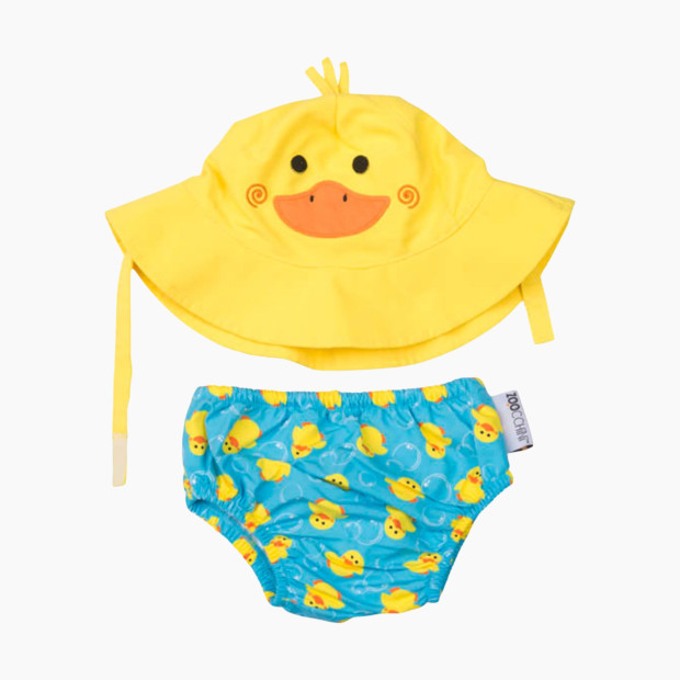 ZOOCCHINI Swim Diaper and Sun Hat Set - Duck, 3-6 Months.