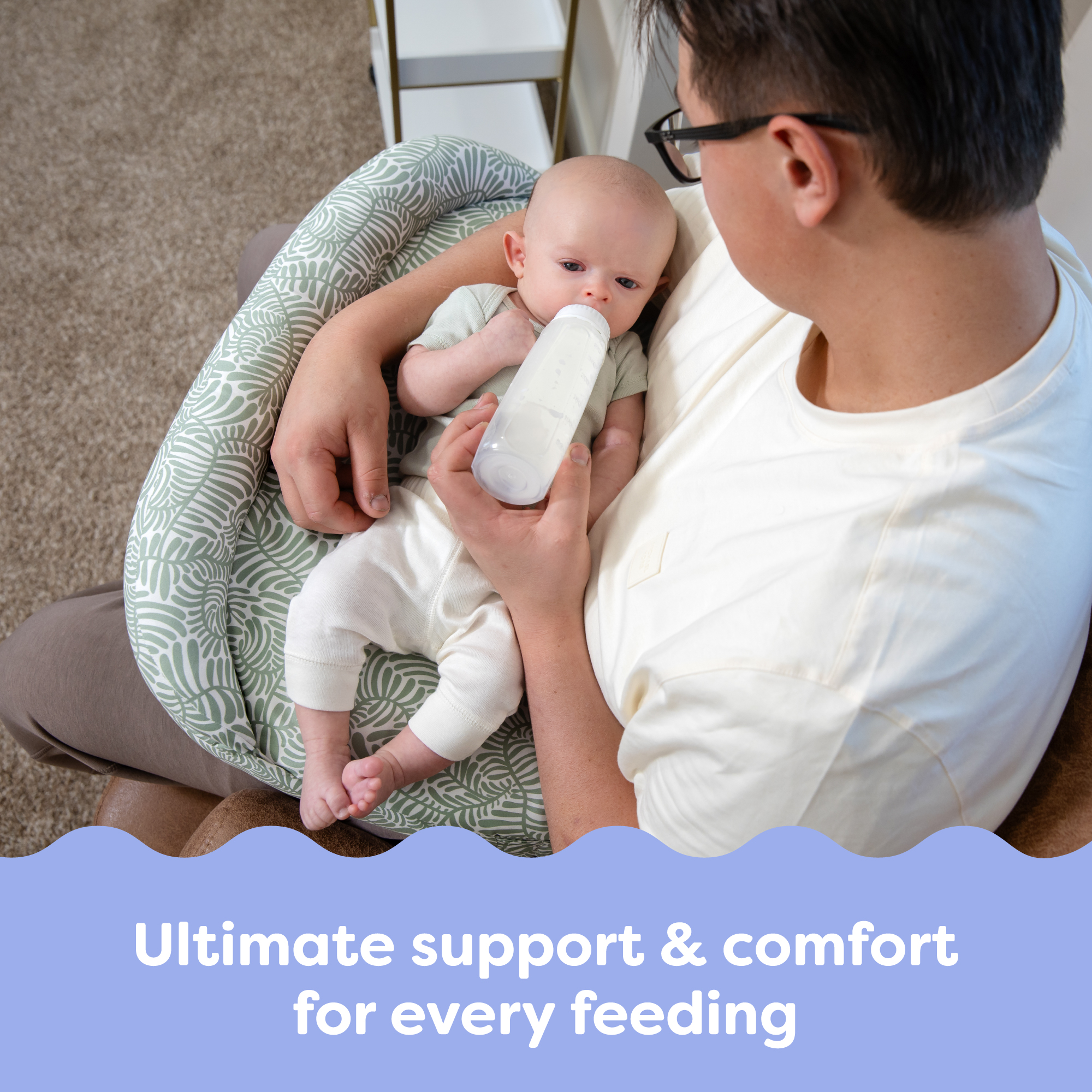 Boppy Complete Nursing Pillow - Sage Green Vines.