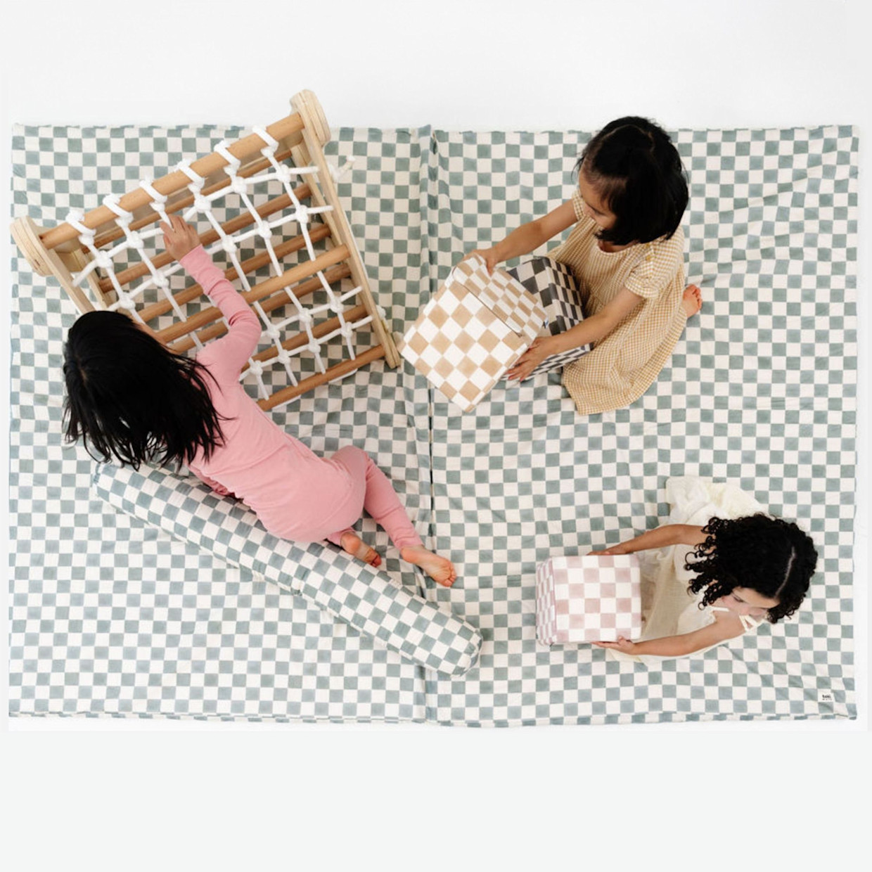 Toki Kids Epic Organic Cotton Play Mat - Checker Matcha.