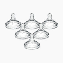 Dr. Brown's Natural Flow Preemie Flow Wide-Neck Baby Bottle Silicone Nipple, Slowest Flow, 0m+, 100% Silicone Bottle Nipple, 6 Pack