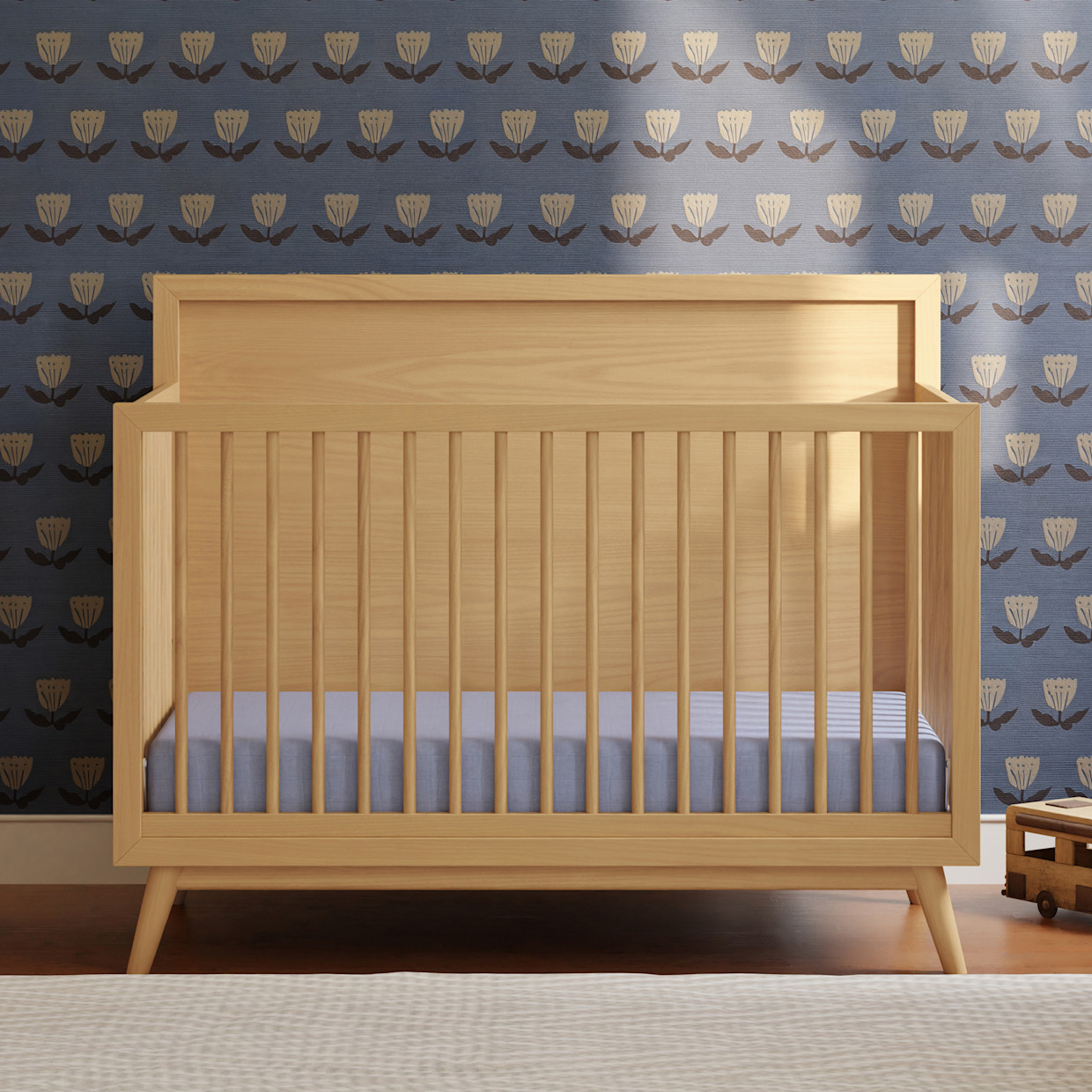 babyletto Palma 4-in-1 Convertible Crib with Toddler Bed Conversion Kit - Honey.