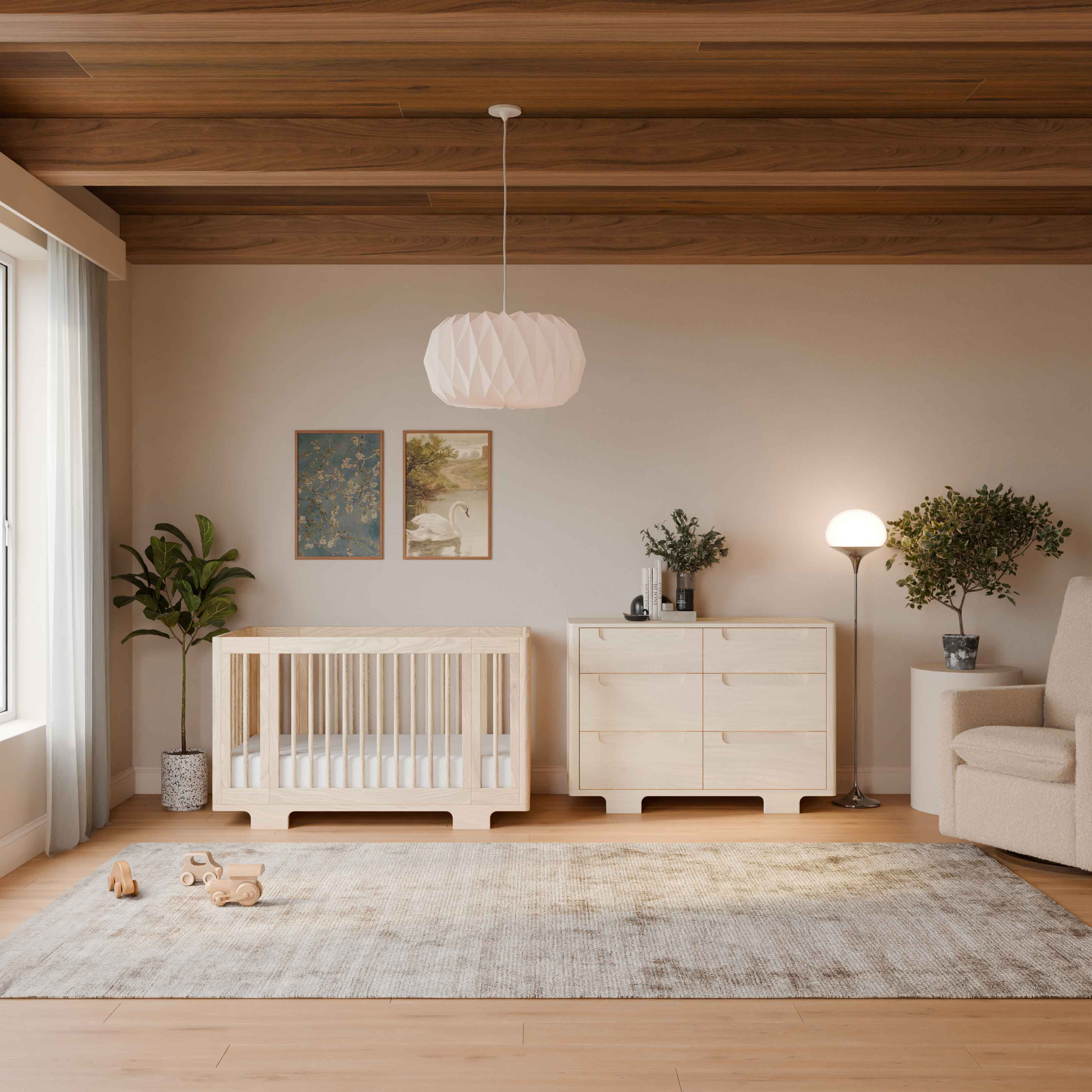 babyletto Yuzu 8-in-1 Convertible Crib with All-Stages Conversion Kits - Washed Natural.