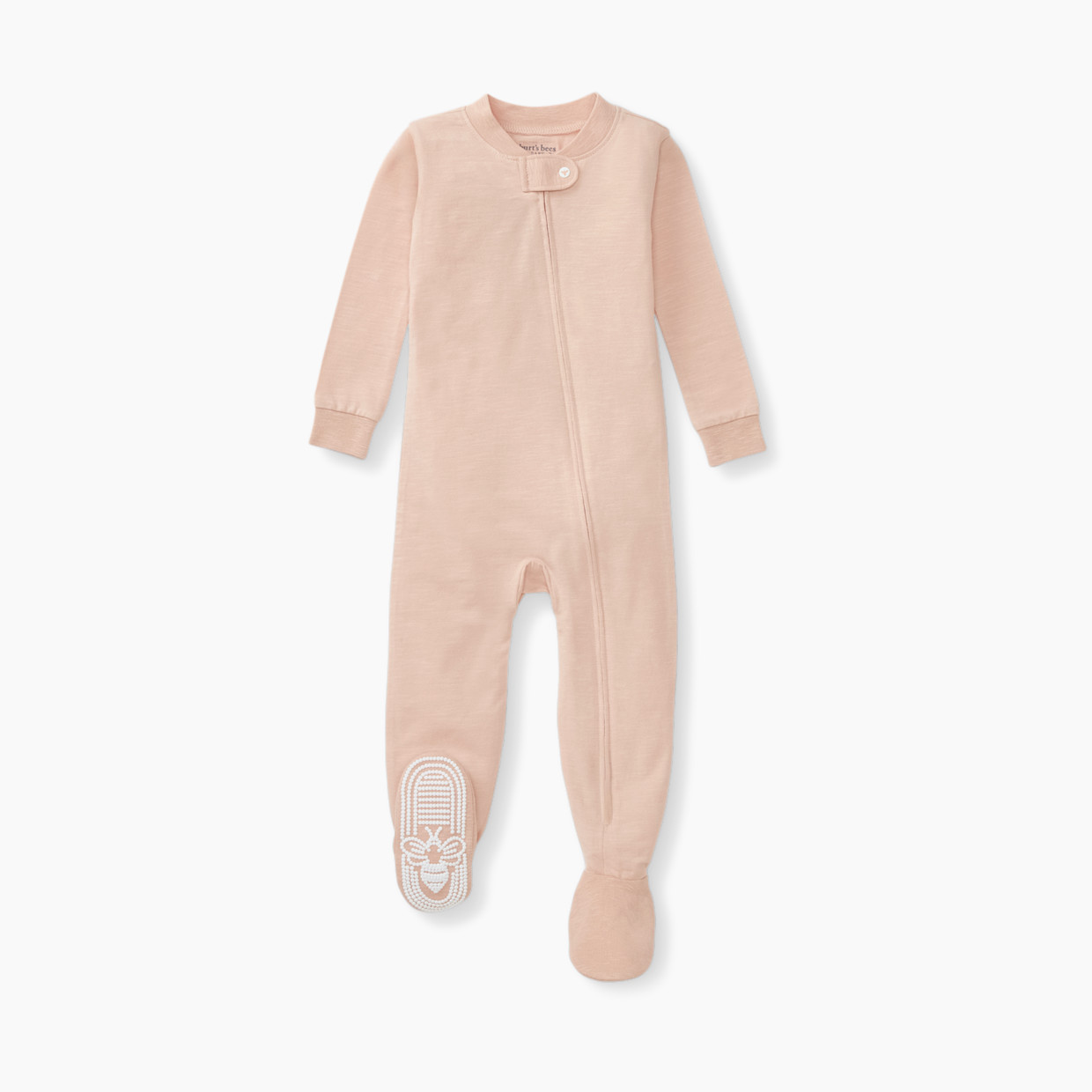 Burt's Bees Baby Honeysoft™ Buttery Soft Lyocell and Organic Cotton Blend Sleeper Footed Zip Up - Apple Blossom, Newborn.