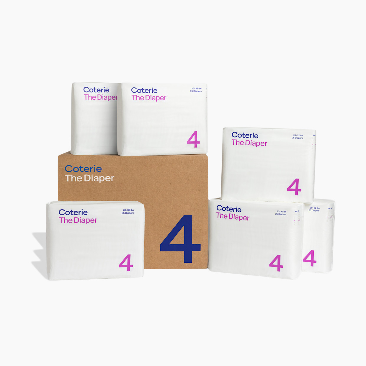 Coterie Ultra Soft Diapers, Monthly Supply - Size 4, 150 Count.