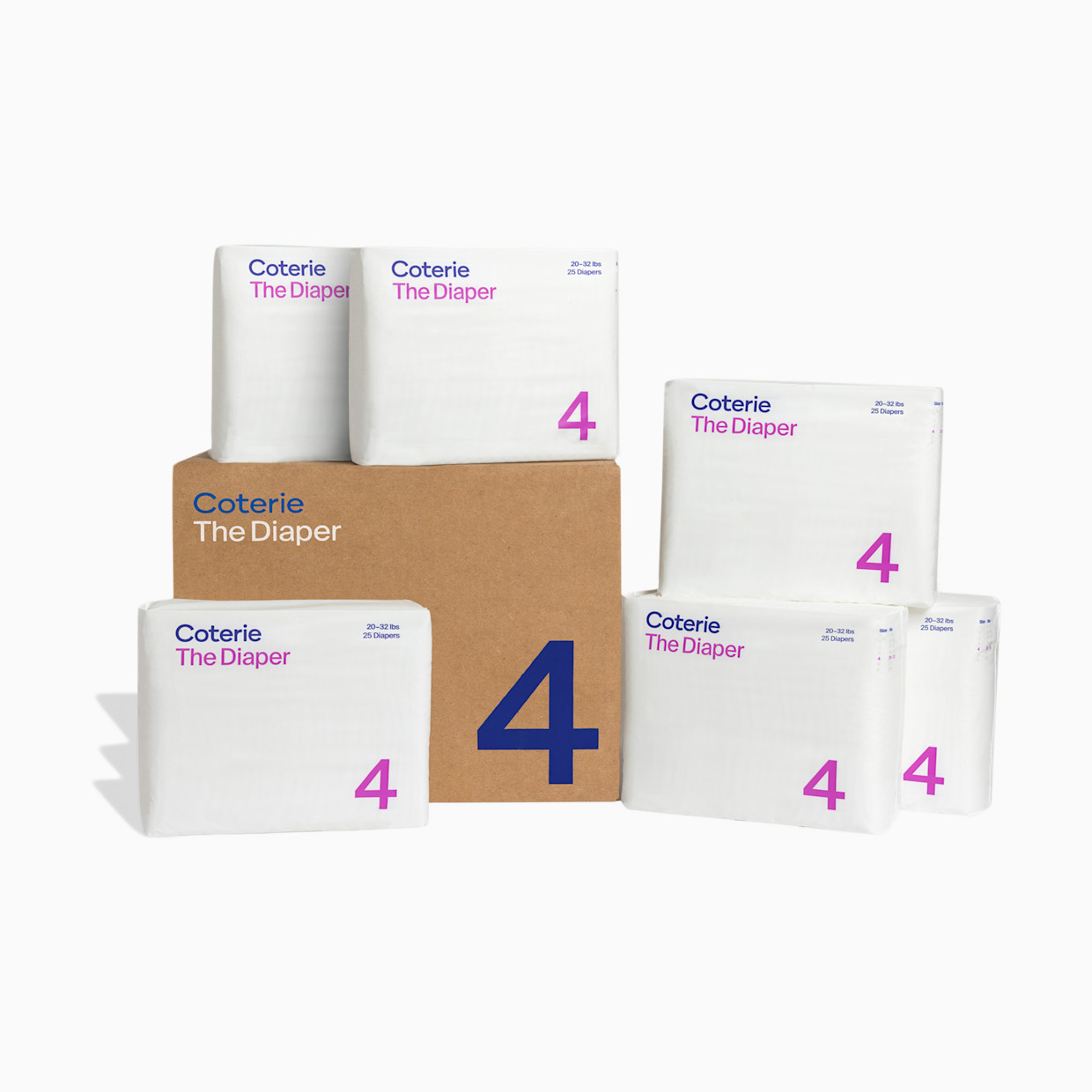 Coterie Ultra Soft Diapers, Monthly Supply - Size 4, 150 Count.