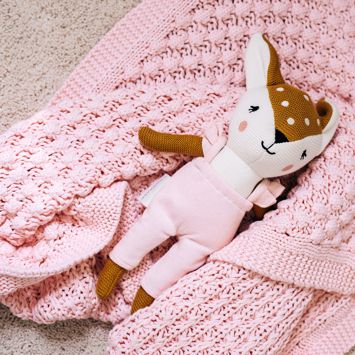 Loomsake 2-Piece Chunky Blanket Set - Cerise Pink, Os.