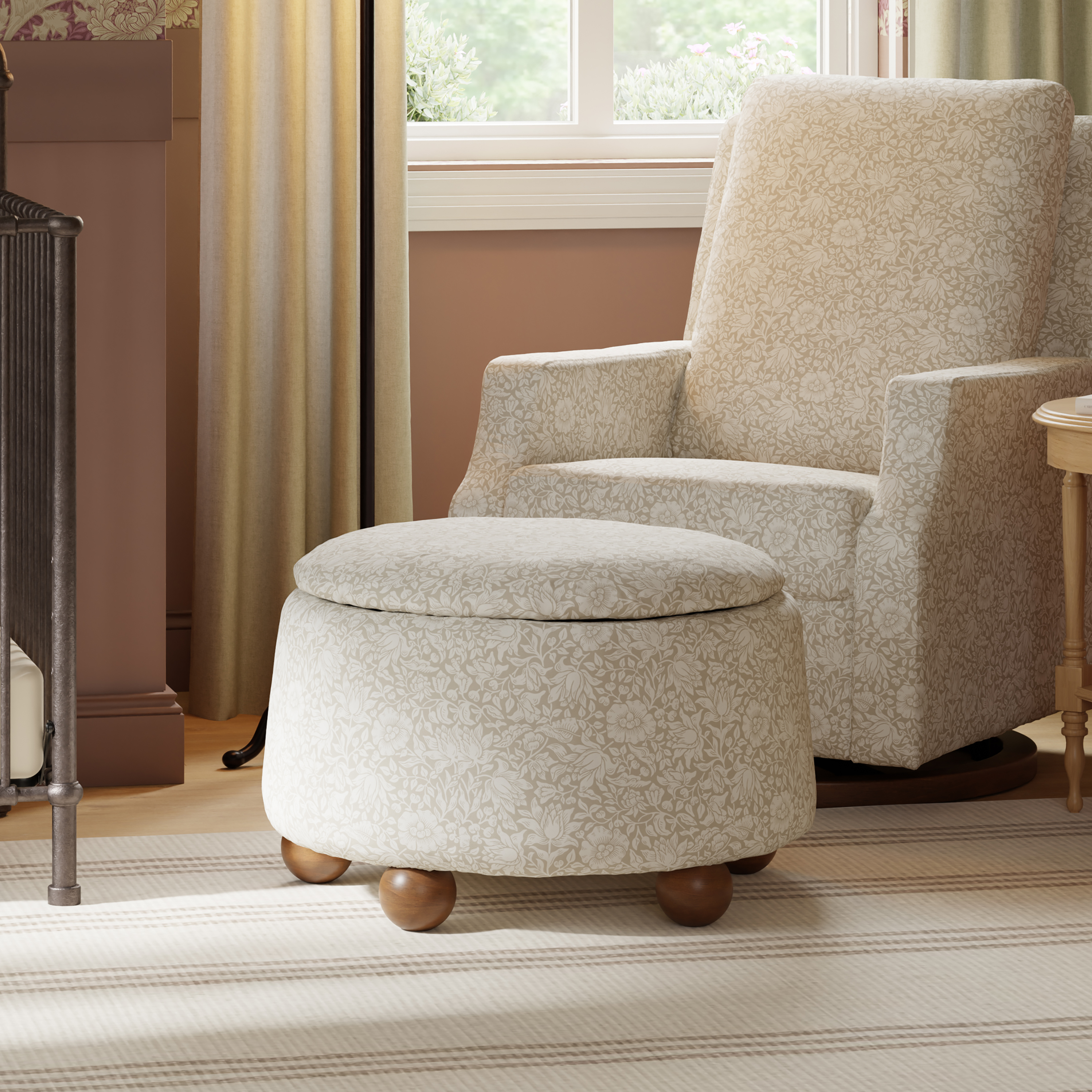 Namesake Morris & Co. x Namesake Tuffet Storage Ottoman - Mallow In Ash Performance Eco-Weave.