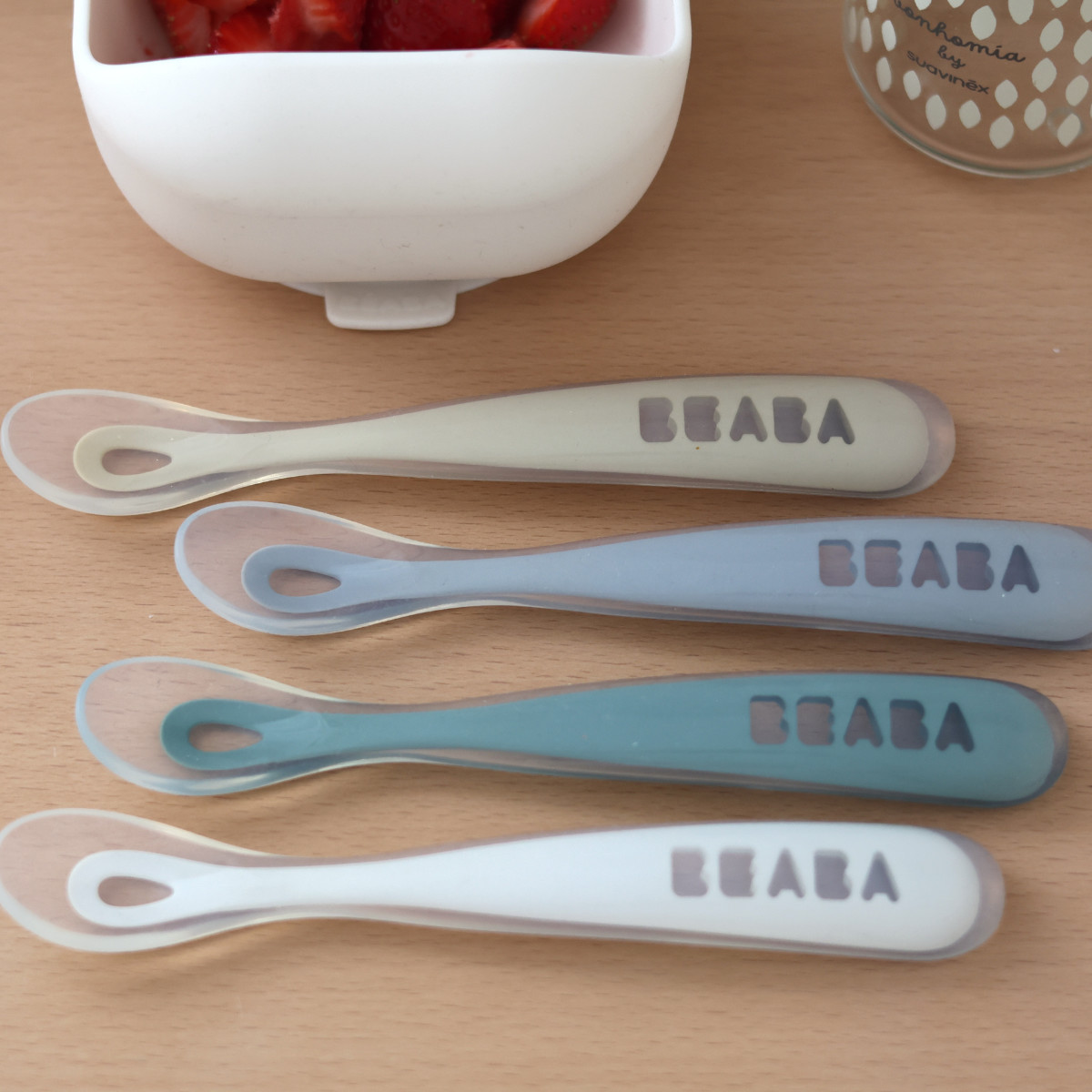 Beaba Baby's First Foods Silicone Spoons (Pack of 4) - Pebble.