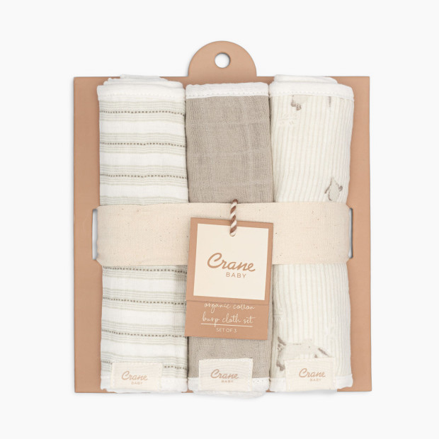 Crane Baby Avery Organic Cotton 3-pc. Burp Cloth Set - Bunny.