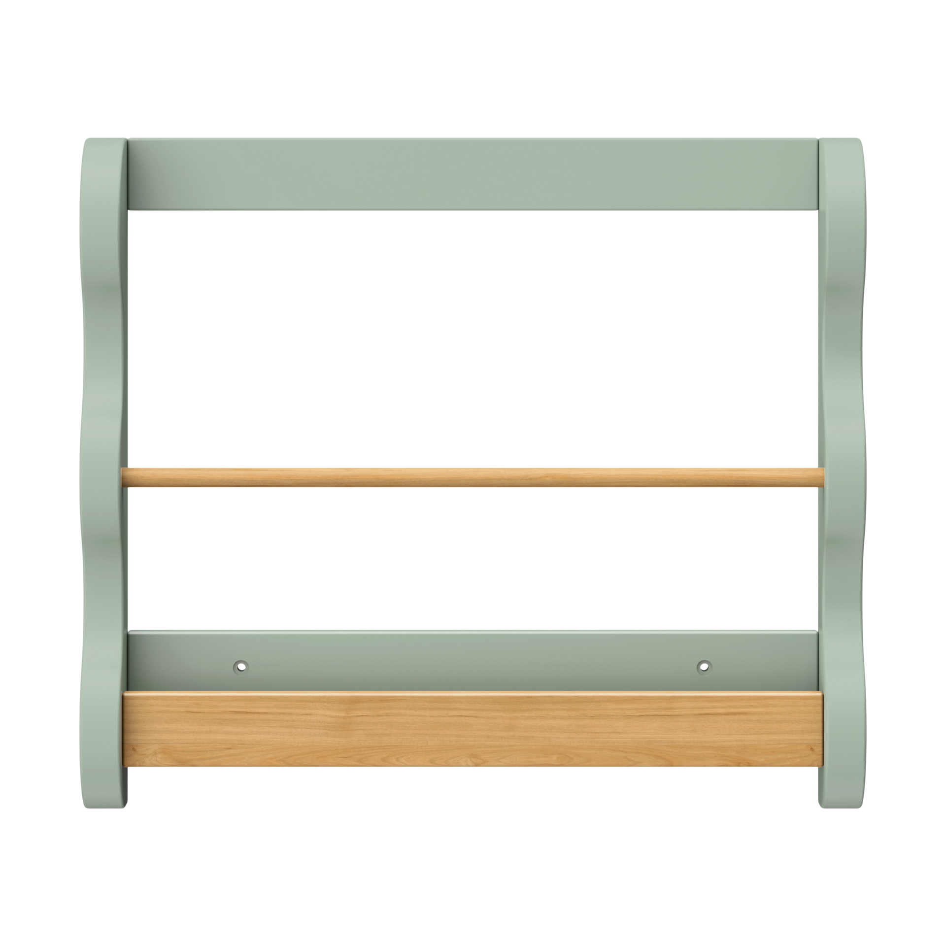 babyletto Lido Wave Book Rack - Light Sage/Honey.