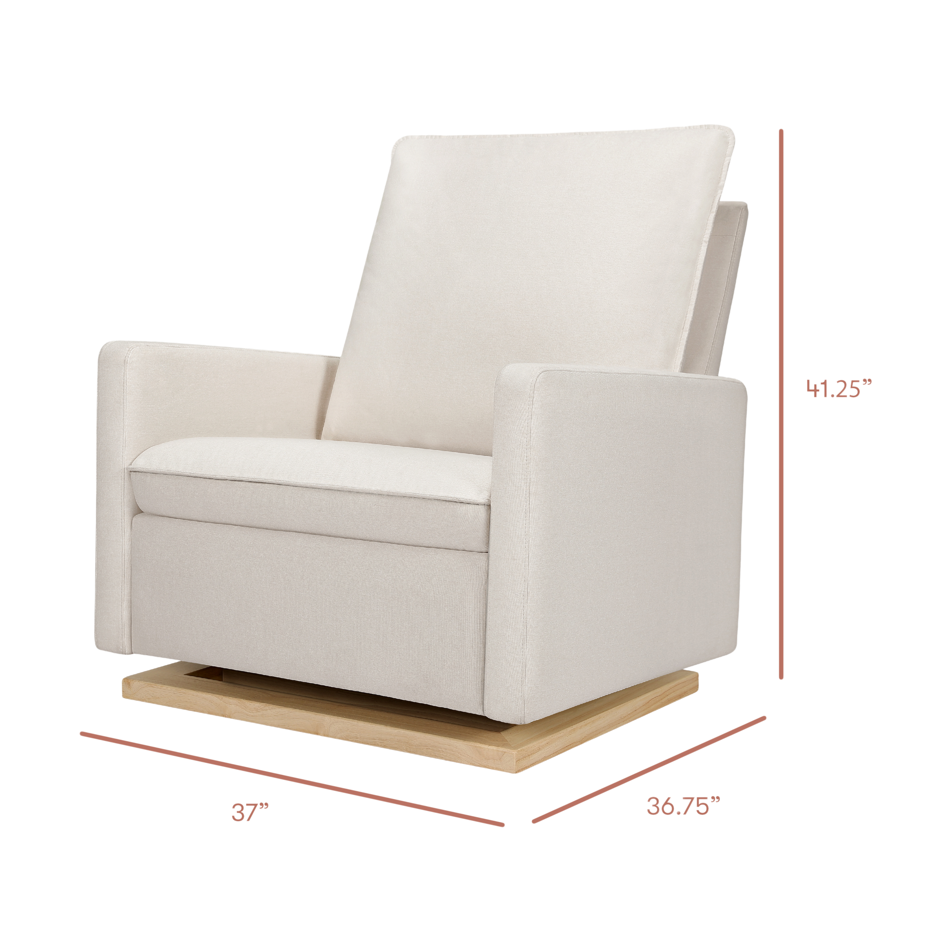 babyletto Cali Pillowback Chair and a Half Glider - Performance Cream Eco-Weave With Light Wood Base.
